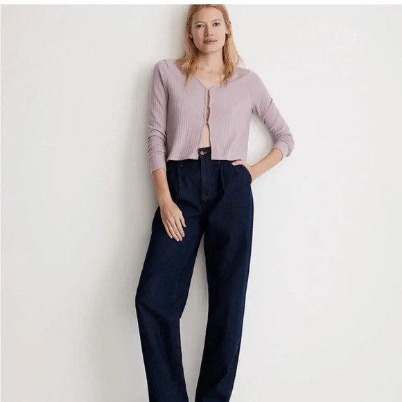 MADEWELL Ribbed Crop Cardigan in Provence Grape‎ size XS - Picture 10 of 10